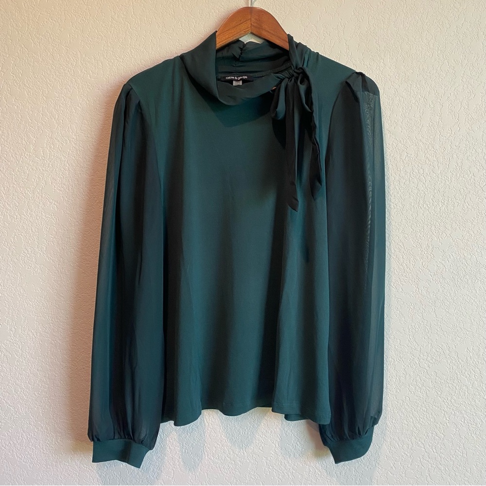 Elegant Teal Blouse with Bow Detail